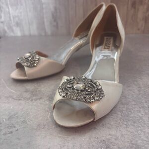 Badgley Mischka Ivory Satin Salsa Heels